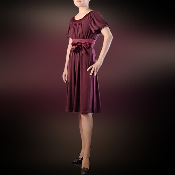 Bcbg Max and Cleo puffy sleeves large bow tie midi dress y2k - Picture 1 of 11